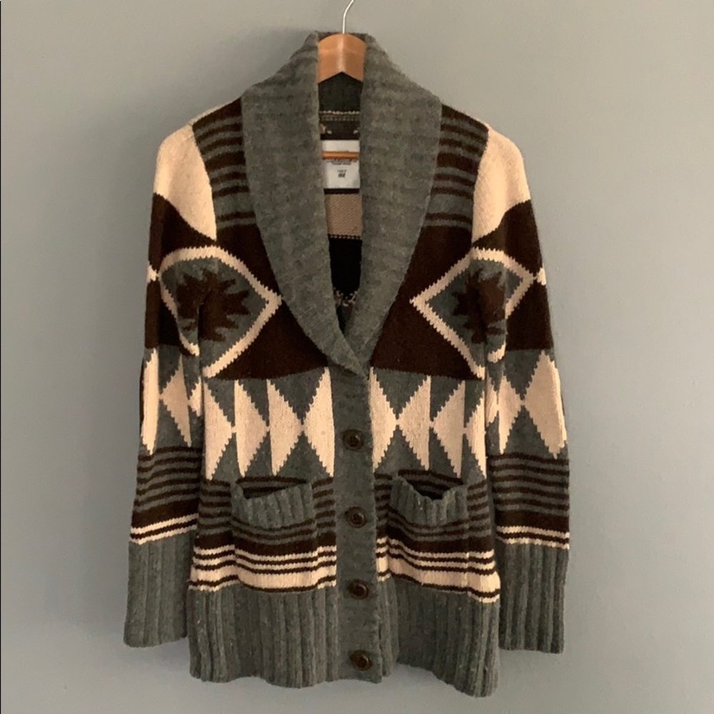 H&M Gray and Brown Patterned Cardigan
